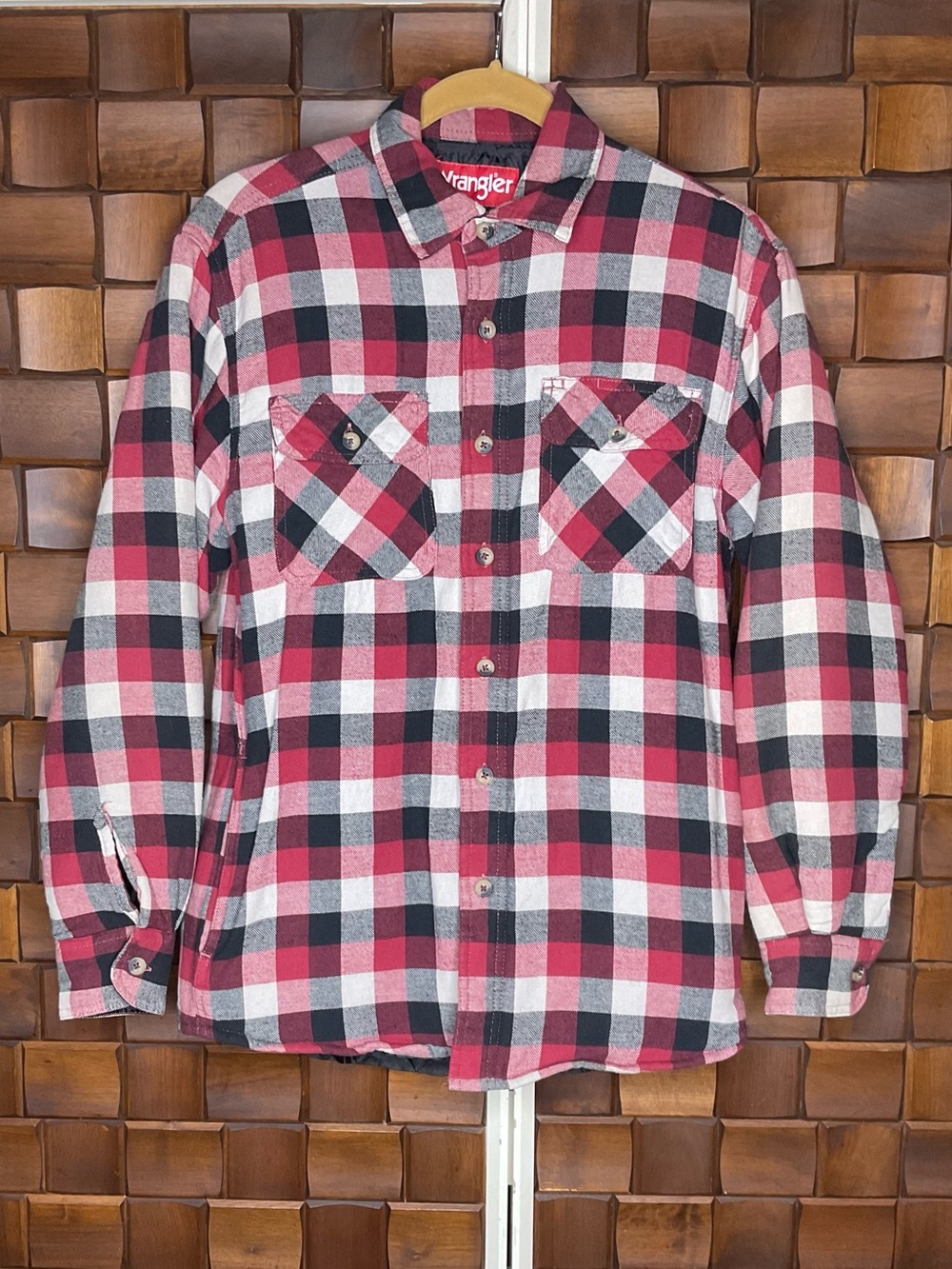 Vintage 90s Grunge Skater Wrangler Quilted Flannel Button Down Shirt Size Small